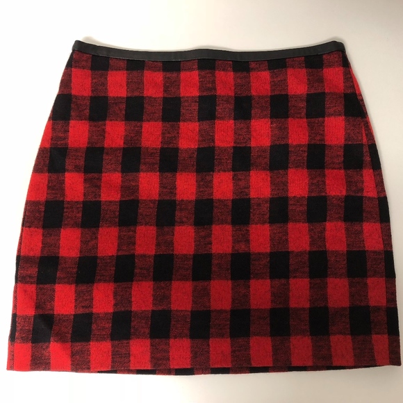Madewell Dresses & Skirts - Madewell Wool & Leathe Buffalo Check skirt size 2